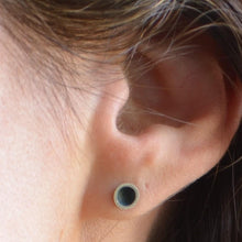 Load image into Gallery viewer, Darkened Sterling Silver Stud Cups - Tiny Moons - Amalia Moon Jewelry