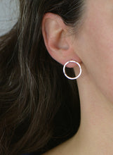 Load image into Gallery viewer, Medium Hammered Silver Circle Post Earring - Amalia Moon Jewelry