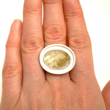 Load image into Gallery viewer, Oval Quartz Big Silver Ring Size 8 1/2 - Amalia Moon Jewelry
