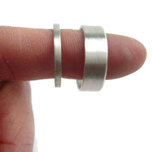 Load image into Gallery viewer, Thick and Thin Sterling Silver Wedding Set of 2 Bands - 2mm & 6 mm - Amalia Moon