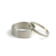 Load image into Gallery viewer, Thick and Thin Sterling Silver Wedding Set of 2 Bands - 2mm & 6 mm - Amalia Moon