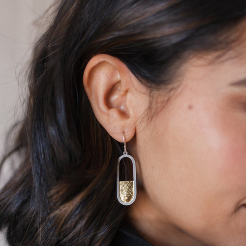 Gold Pill Half Full Dangles - Amalia Moon Jewelry