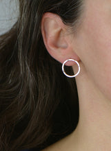 Load image into Gallery viewer, Medium Hammered Silver Circle Post Earring - Amalia Moon Jewelry

