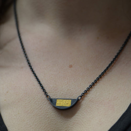 Small Slice Necklace With Gold Rectangle - Amalia Moon Jewelry